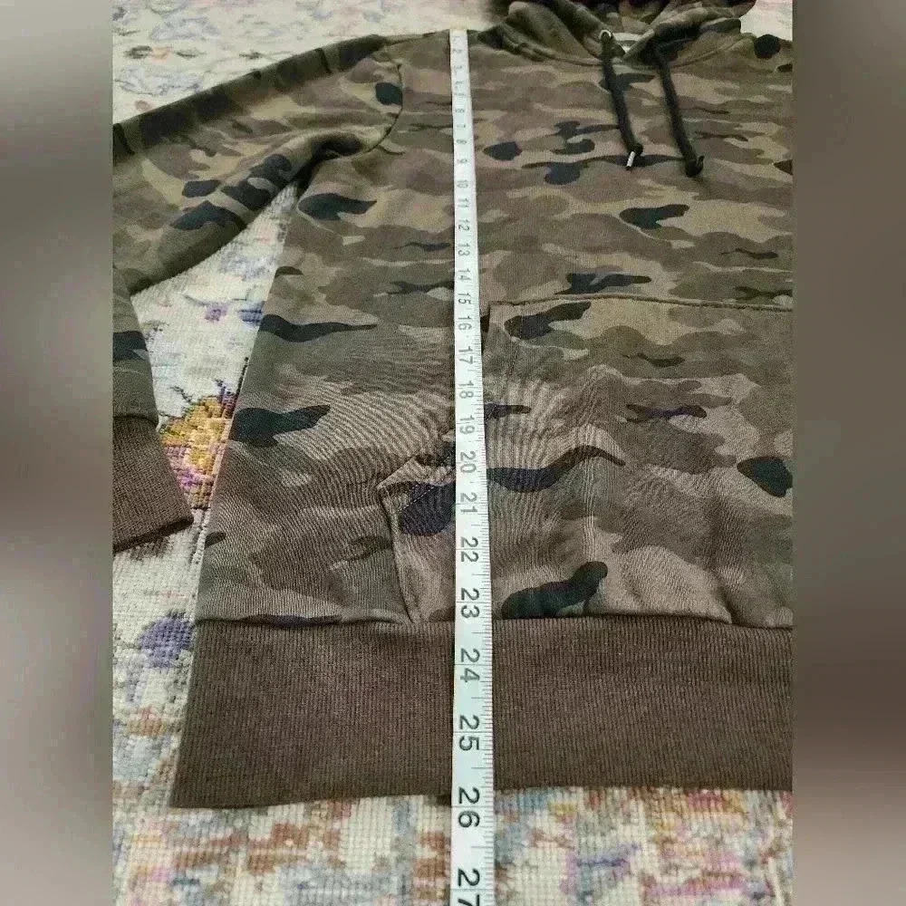 Old Navy Camo Pullover Hoodie Olive Green Camouflage Sweatshirt Size Small - Picture 10 of 11